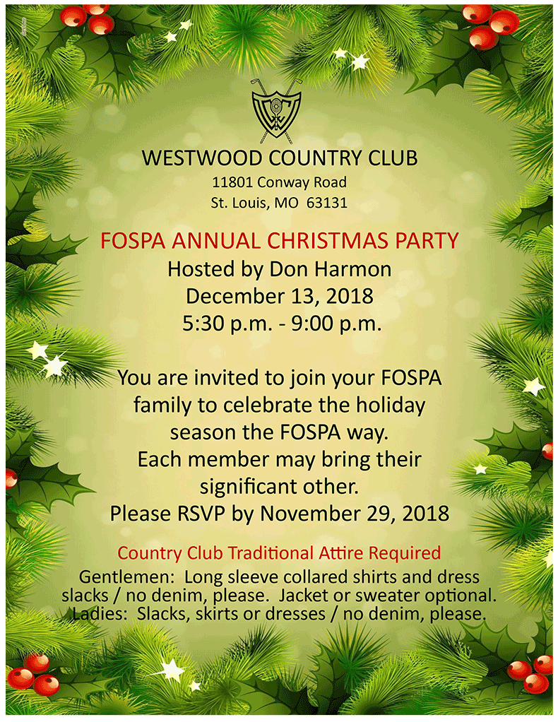 December 13th - FOSPA Christmas Party