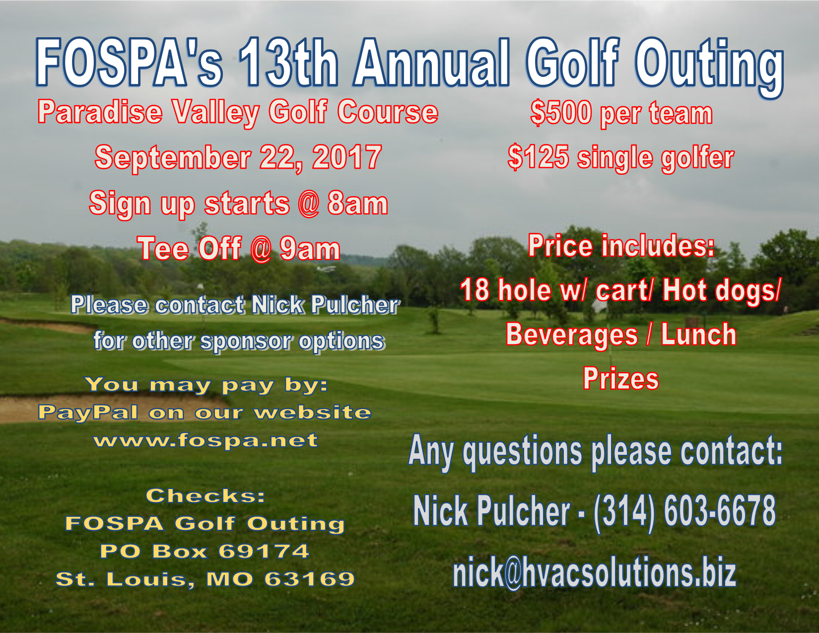 September 22nd - FOSPA Golf Outing